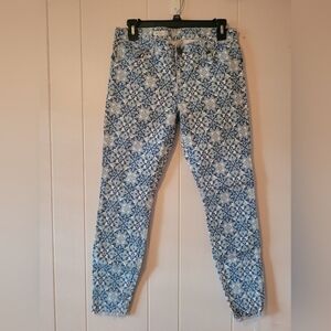 Kut From The Kloth Connie Ankle Skinny blue paisley geometric jeans size 6